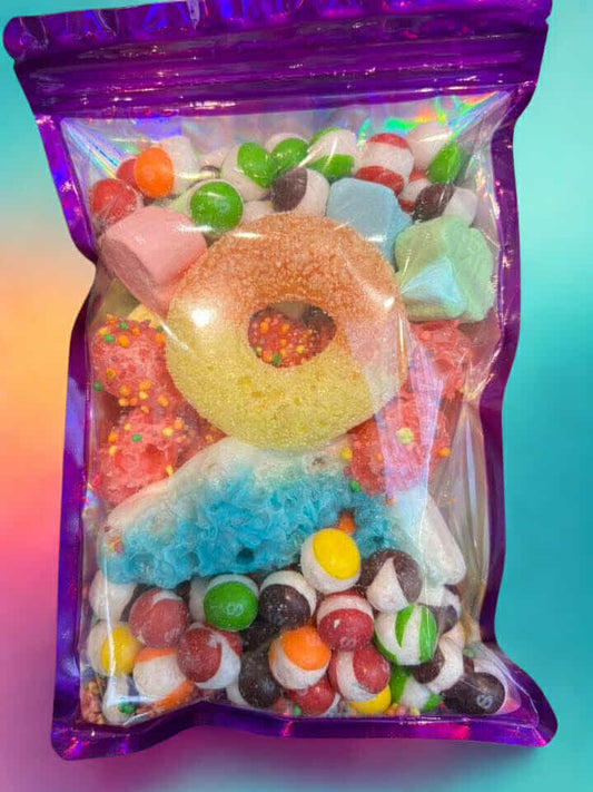 Rainbow Rush Freeze-Dried Candy Party Mix – 8 oz Bag | Colorful Crunchy Treats