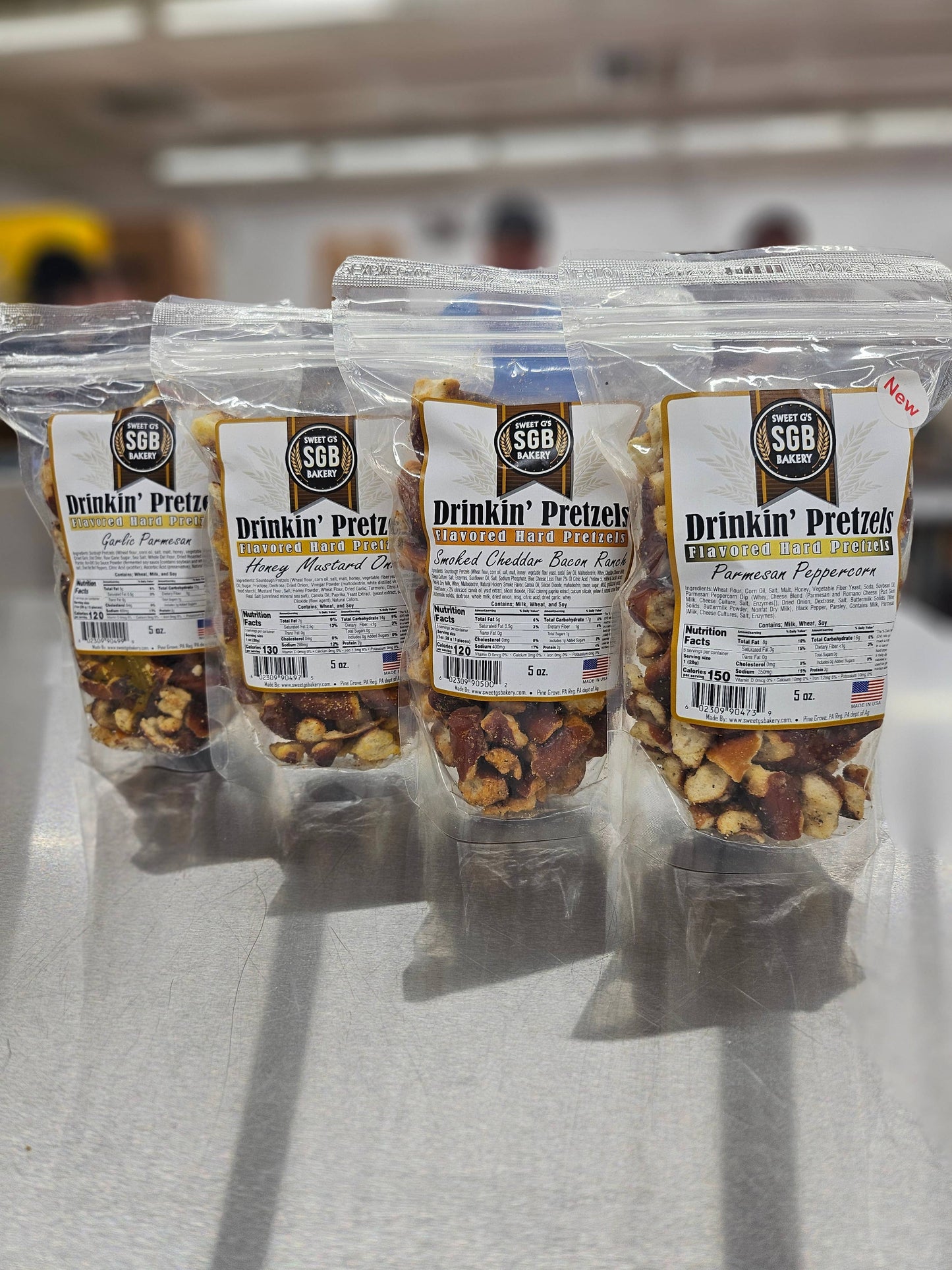 Assortment Flavored Hard Pretzels 5oz Bags
