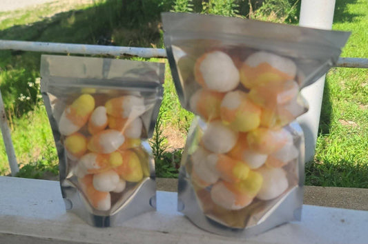 Freeze dried candy corn taffy in snack size Halloween bag