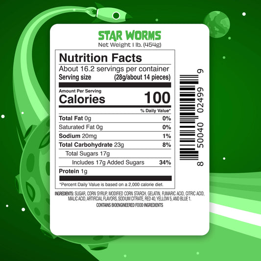 Sour Star Worms- Freeze-Dried